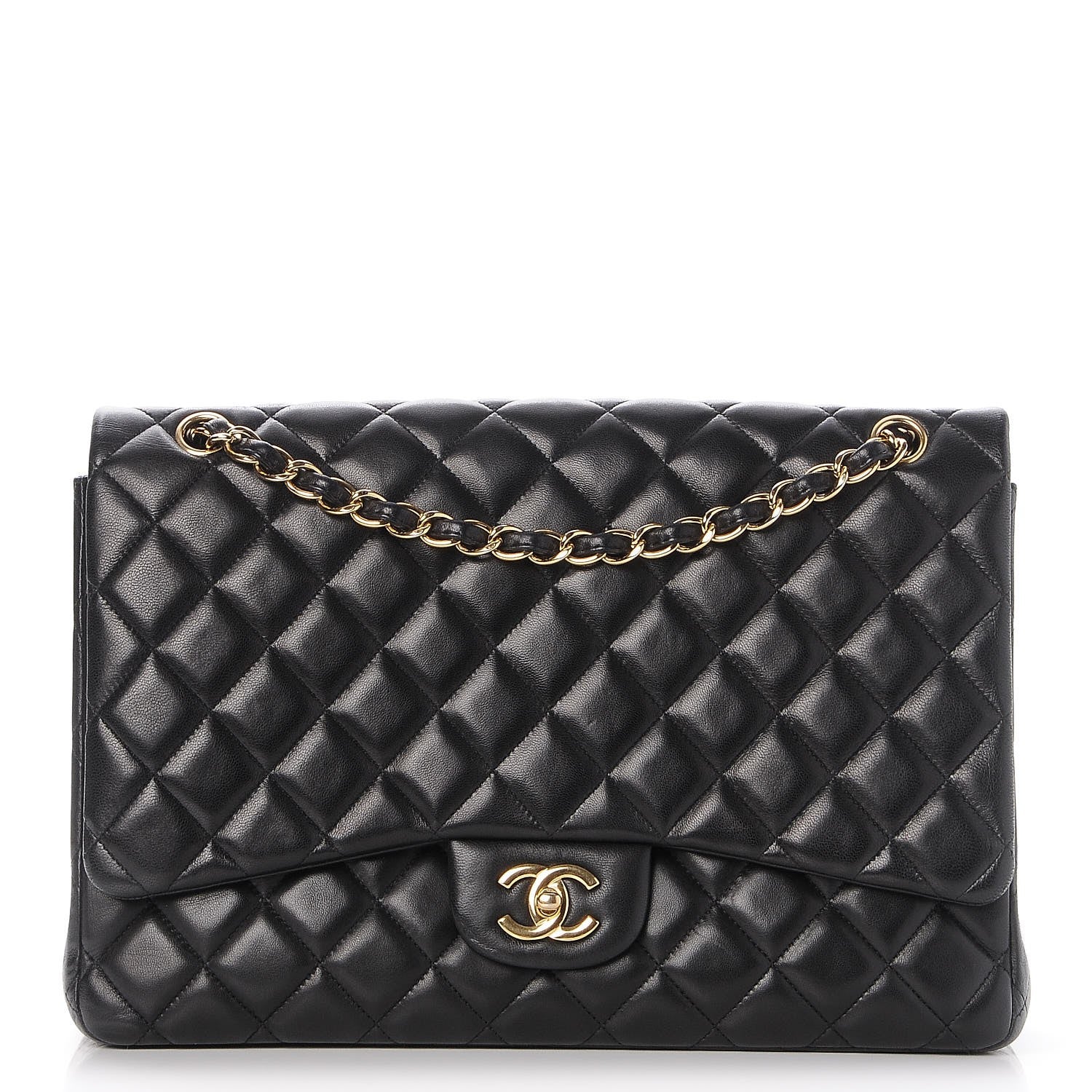 Chanel Lambskin Quilted Maxi Single Flap Black 1 of 9