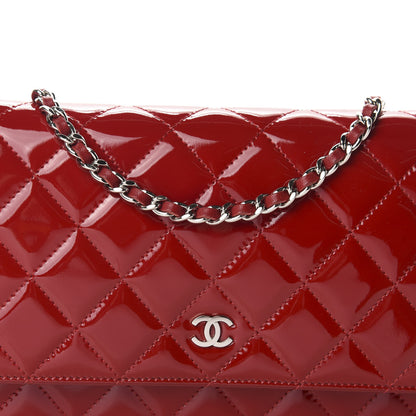 Chanel Patent Quilted Wallet On Chain WOC Red 11 of 12