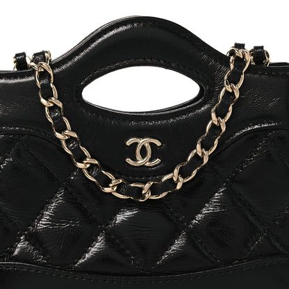 Chanel Shiny Lambskin Quilted Micro 31 Clutch With Chain Black 8 of 10