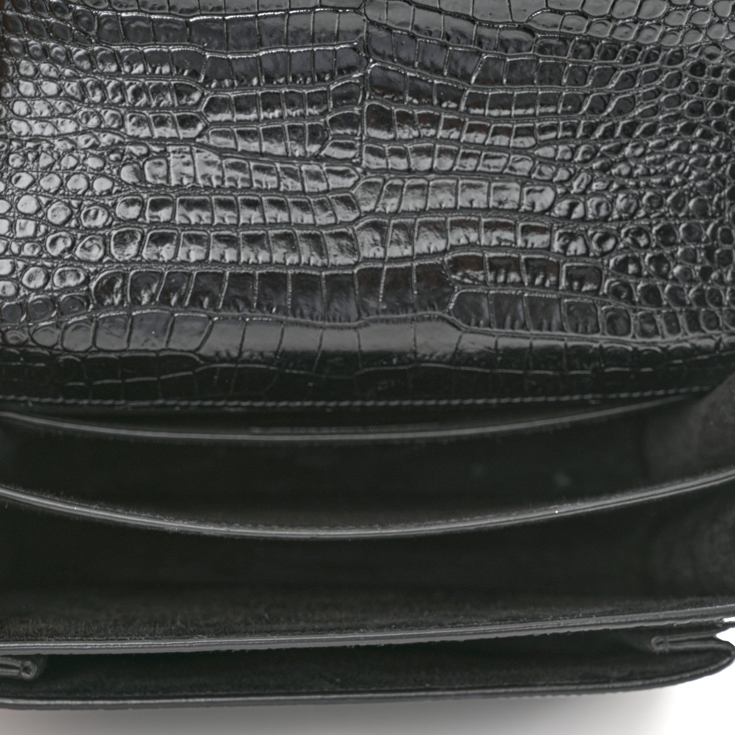 Saint Laurent Calfskin Crocodile Embossed Medium Monogram Sunset Black 5 of 11