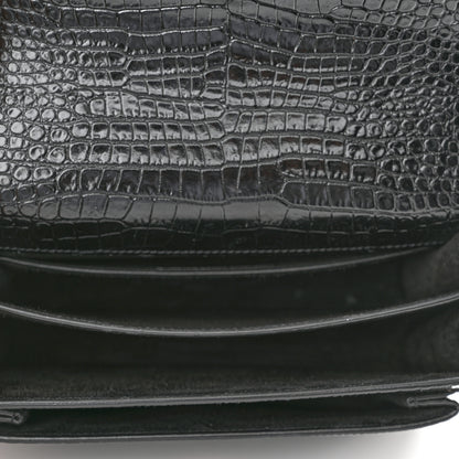 Saint Laurent Calfskin Crocodile Embossed Medium Monogram Sunset Black 5 of 11