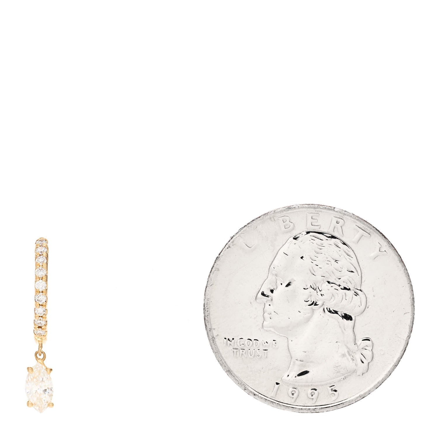 Anita Ko 18K Yellow Gold Diamond Single Marquise Huggie Drop Earring 2 of 4