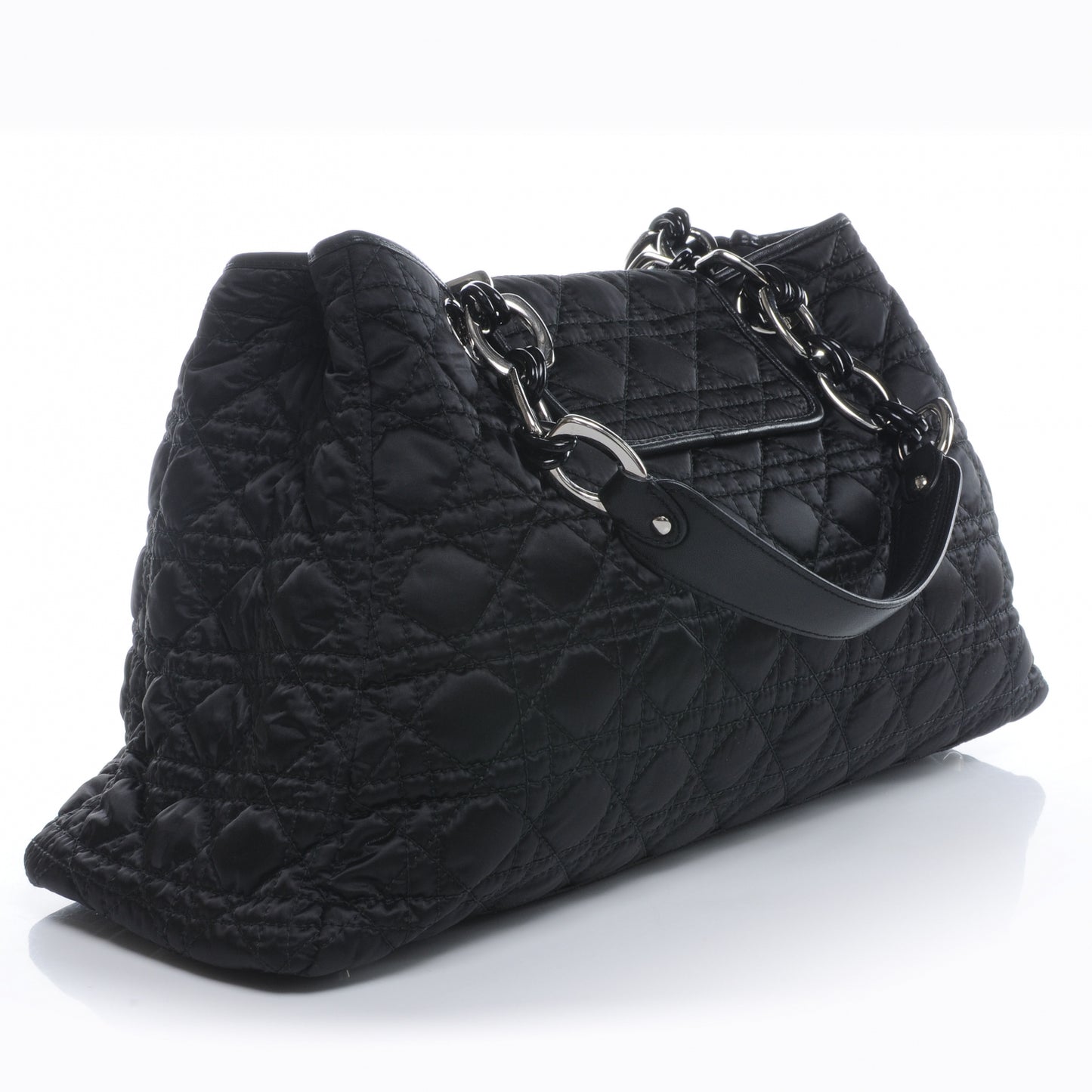 Nylon Cannage Medium Charming Lock Tote Black