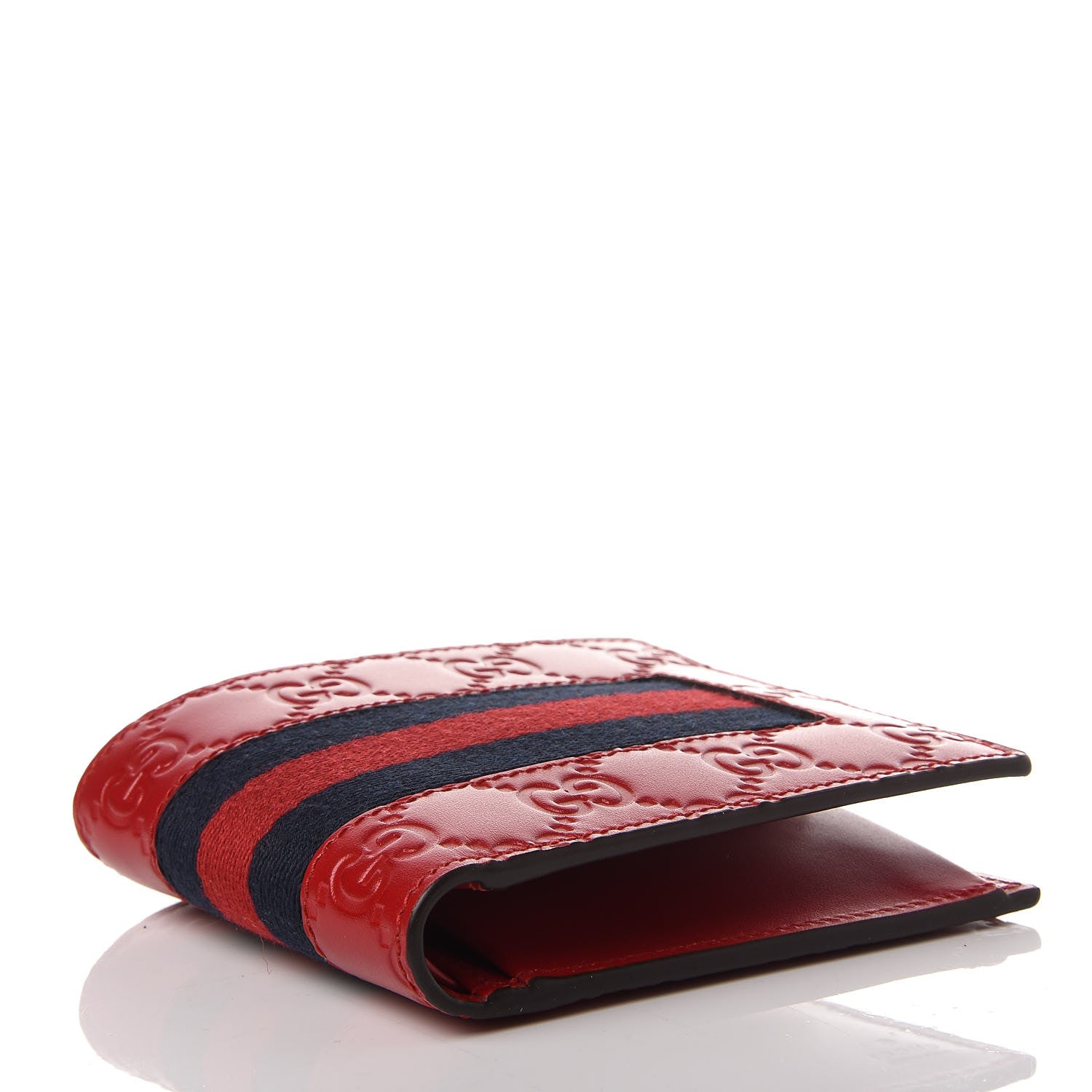 Gucci Guccissima Signature Web New Web Bi-Fold Coin Wallet Hibiscus Red 4 of 8