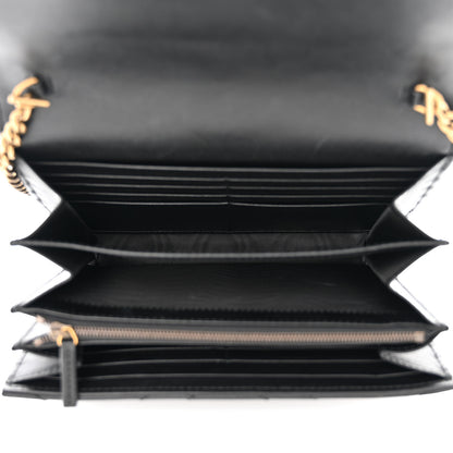 Gucci Calfskin Matelasse GG Marmont Chain Wallet Black 5 of 12