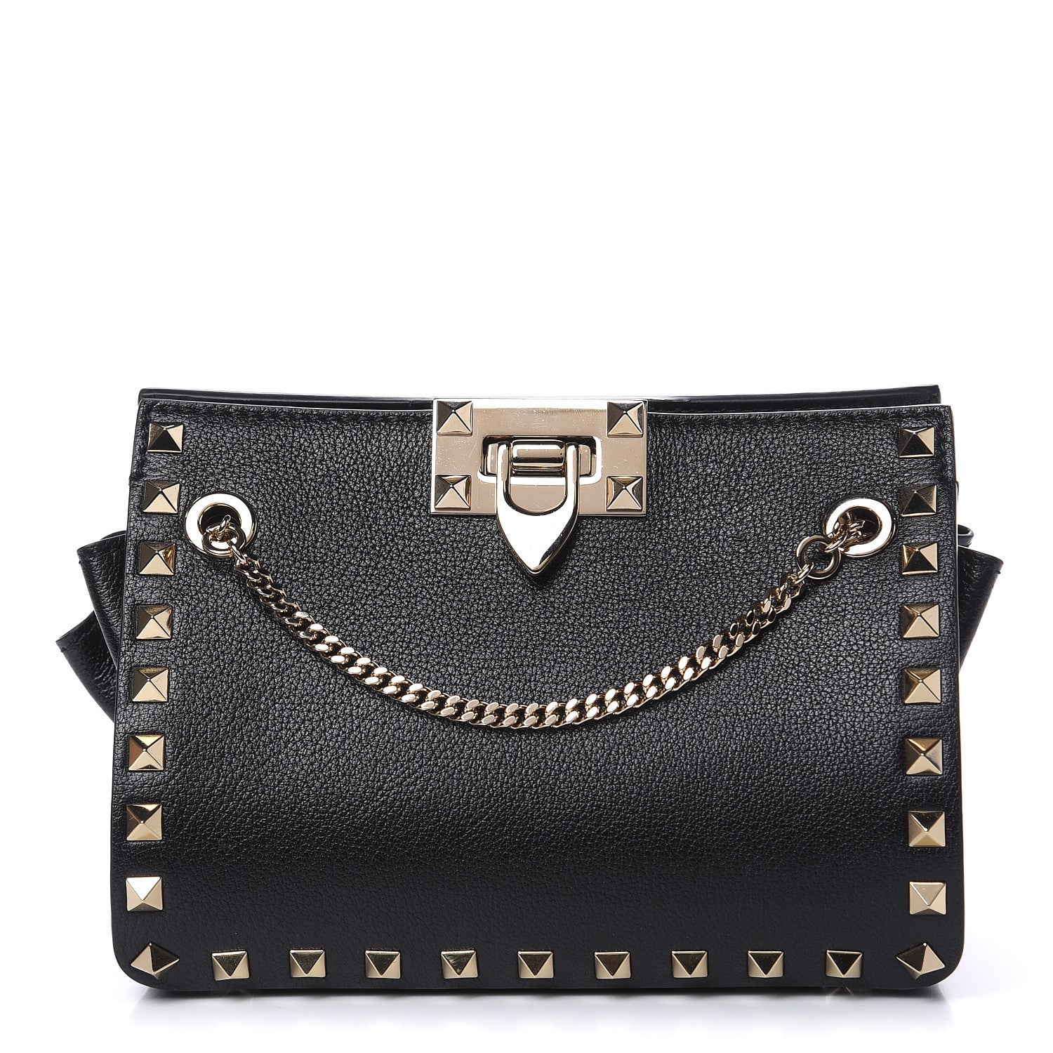 Valentino Garavani Calfskin Rockstud Mini Chain Shoulder Bag Black 1 of 10