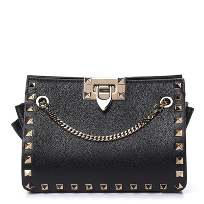 Valentino Garavani Calfskin Rockstud Mini Chain Shoulder Bag Black 1 of 10