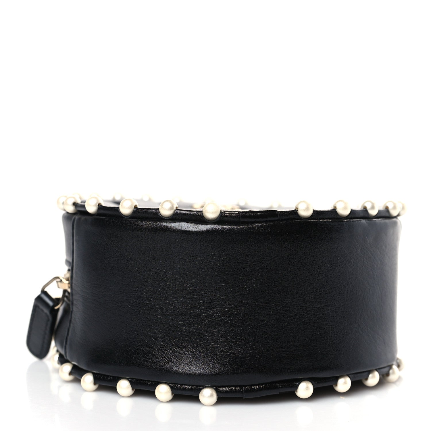 Chanel Calfskin Quilted Pearl Round Clutch With Chain Black 4 of 10