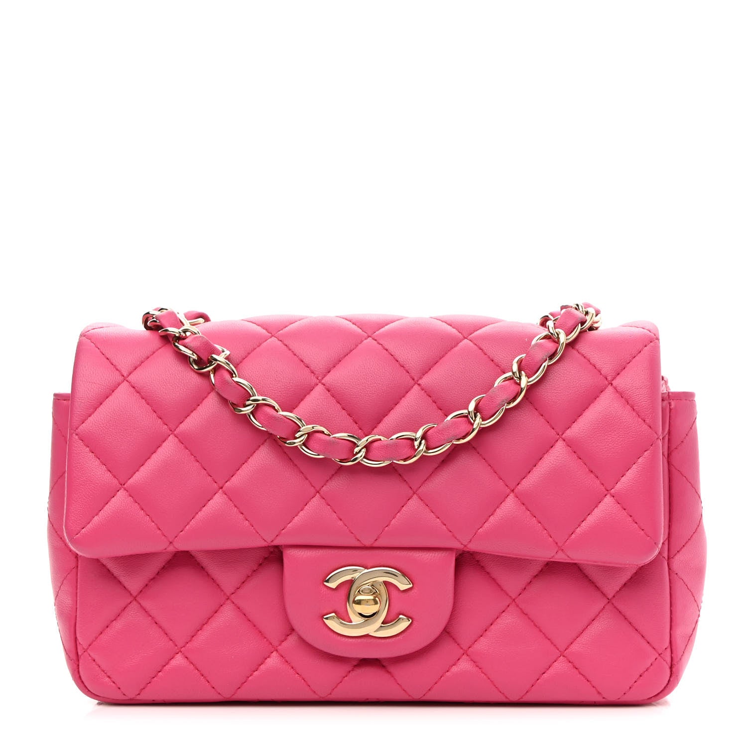 Chanel Lambskin Quilted Mini Rectangular Flap Fuchsia 1 of 9