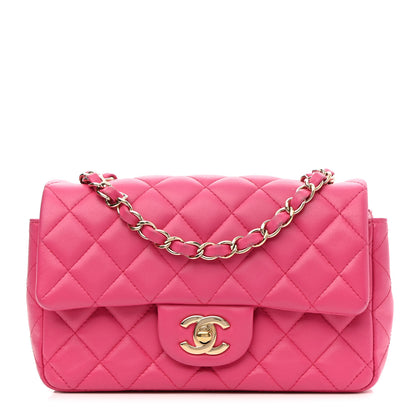 Chanel Lambskin Quilted Mini Rectangular Flap Fuchsia 1 of 9