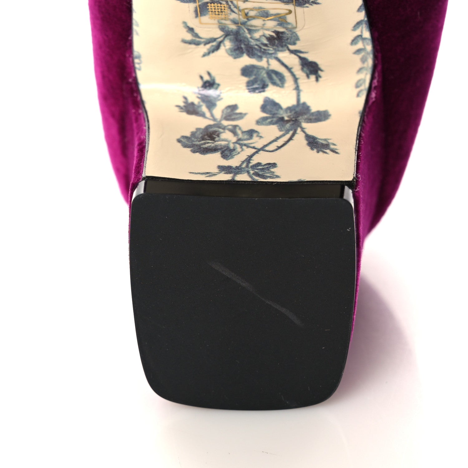 Gucci Velvet GG Victoire Block Mid Heel Loafer Pumps 35.5 Fucsia Violet Cyclamen 9 of 9
