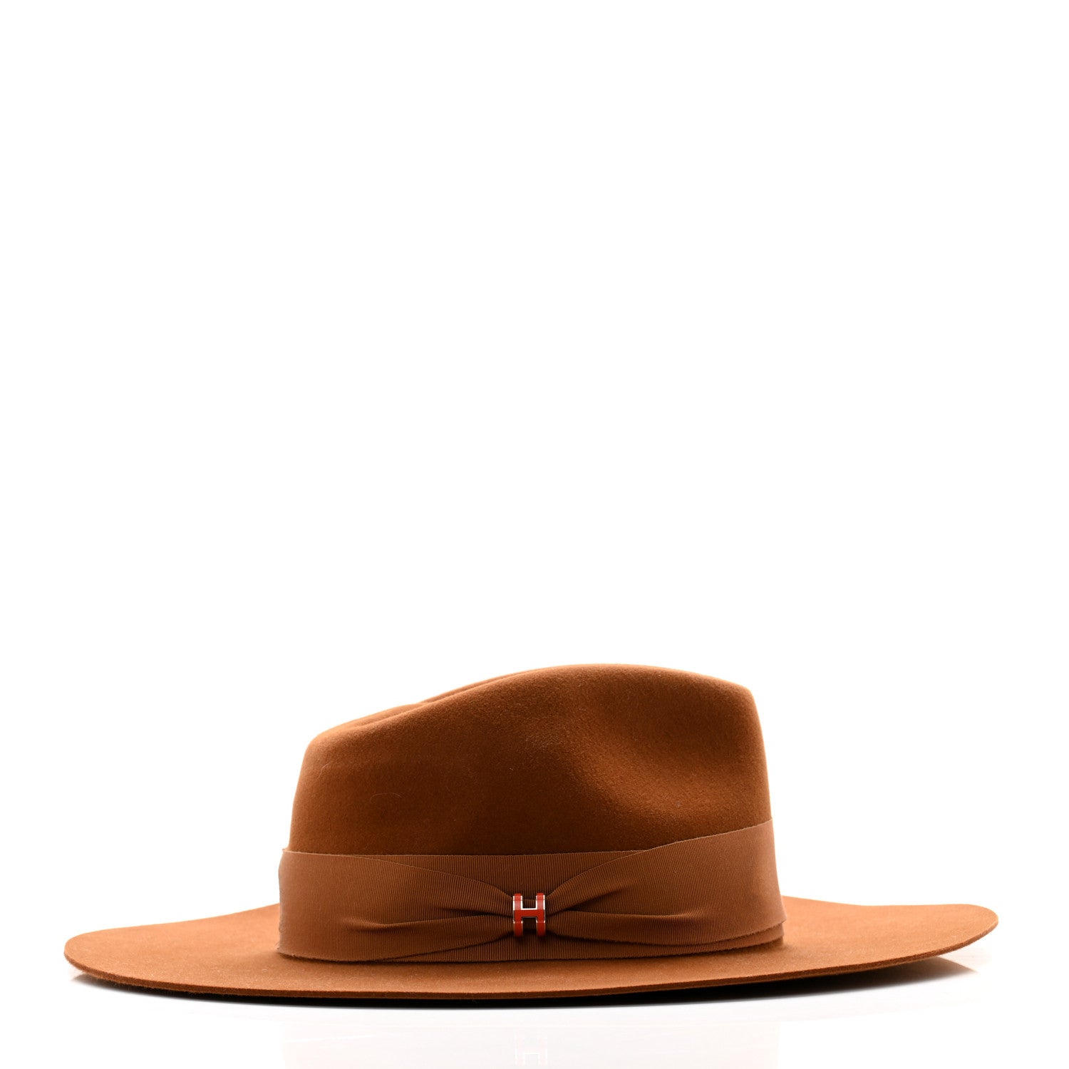 Hermes Rabbit Felt Laquered Gold Faubourg Pop H Hat 56 Marron Chutney 1 of 9