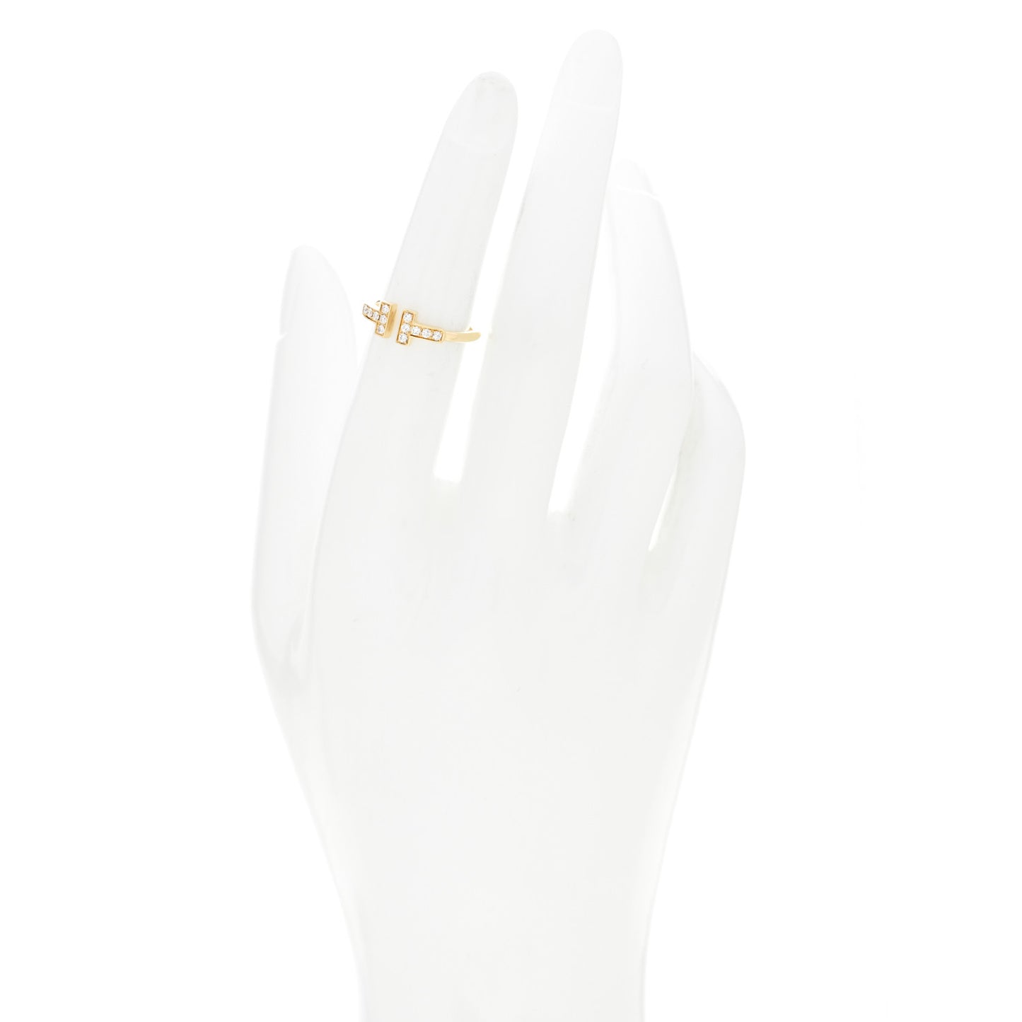 18K Yellow Gold Diamond T Wire Ring 49 5
