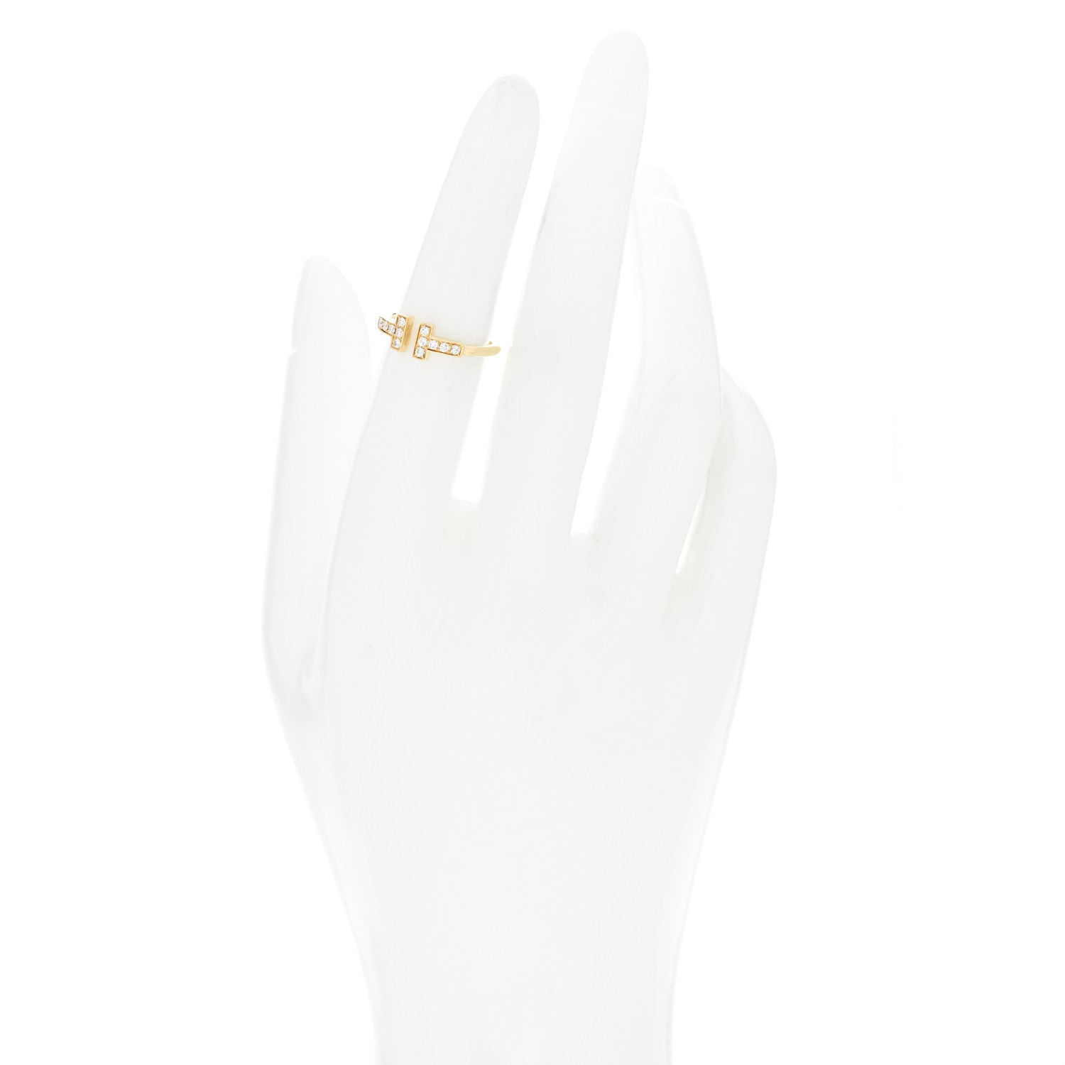 Tiffany 18K Yellow Gold Diamond T Wire Ring 49 5 2 of 4