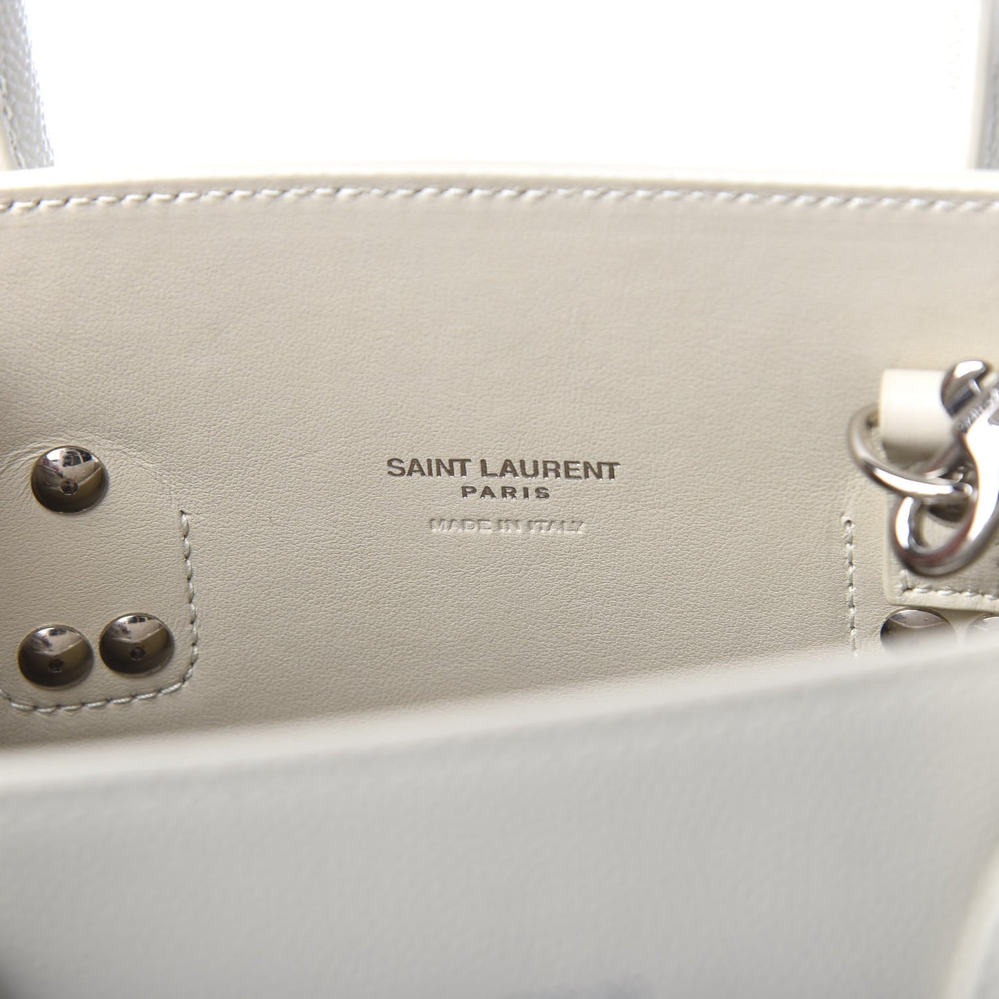 Grained Calfskin Baby Sac De Jour White