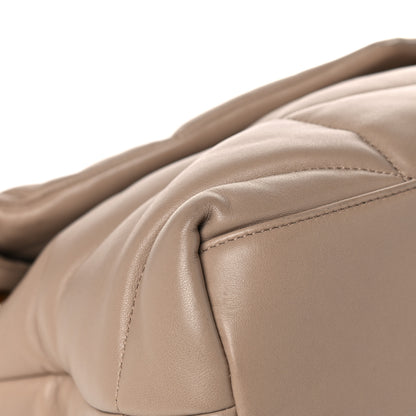 Saint Laurent Lambskin Quilted Medium Loulou Puffer Monogram Chain Satchel Dark Beige 9 of 16