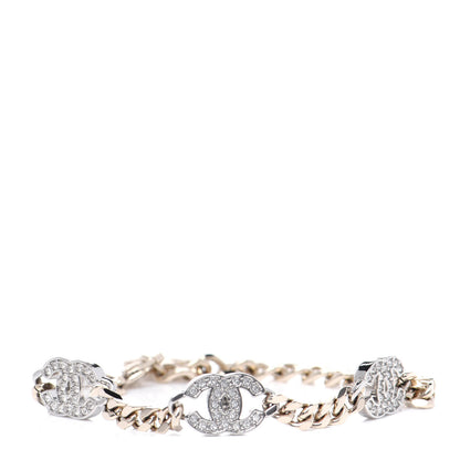 Chanel Crystal CC Chain Bracelet Gold Silver 2 of 4