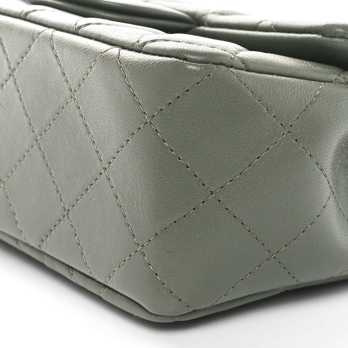 Lambskin Quilted Mini Rectangular Flap Green
