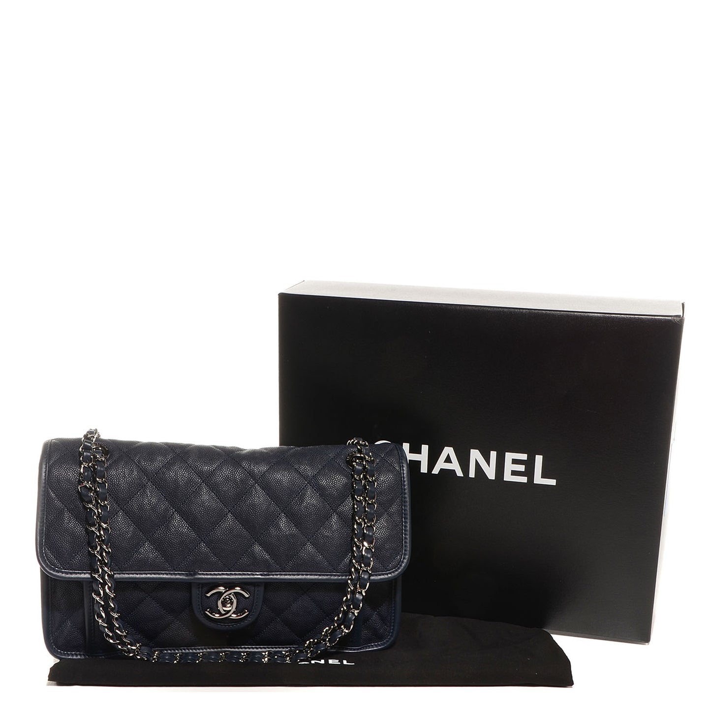 Caviar French Riviera Flap Dark Navy Blue