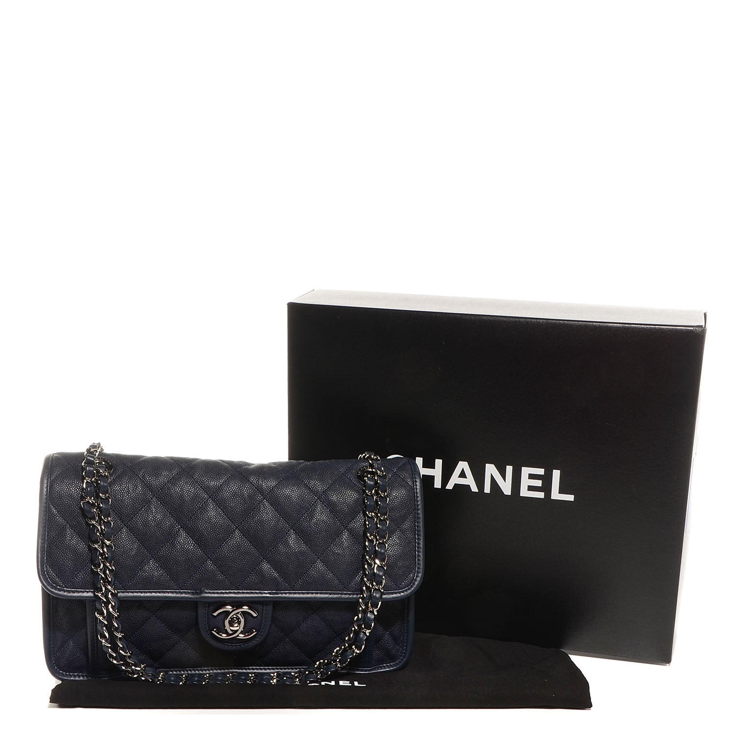 Chanel Caviar French Riviera Flap Dark Navy Blue 5 of 9