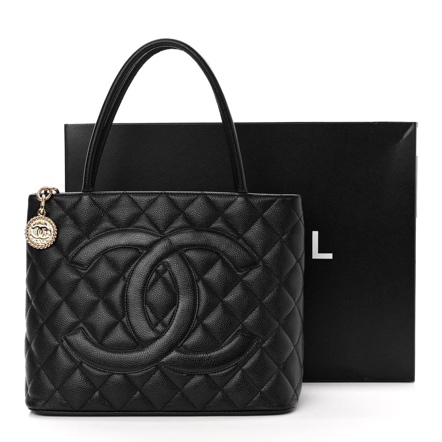 Caviar Quilted Medallion Tote Black