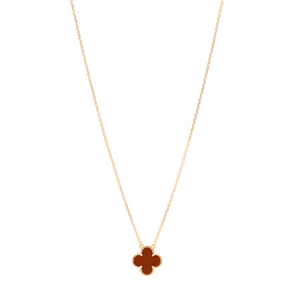 Van Cleef & Arpels 18K Yellow Gold Carnelian Vintage Alhambra Pendant Necklace 1 of 6