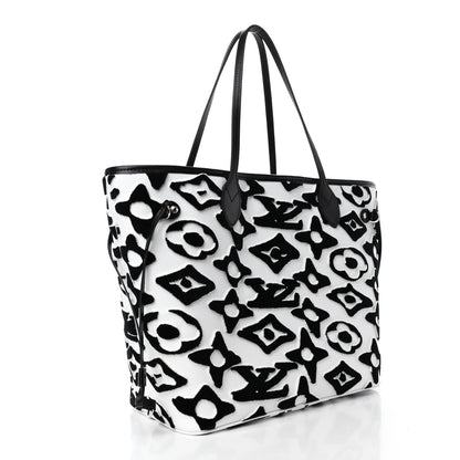 Louis Vuitton X UF Tufted Monogram Neverfull MM Black White 2 of 4