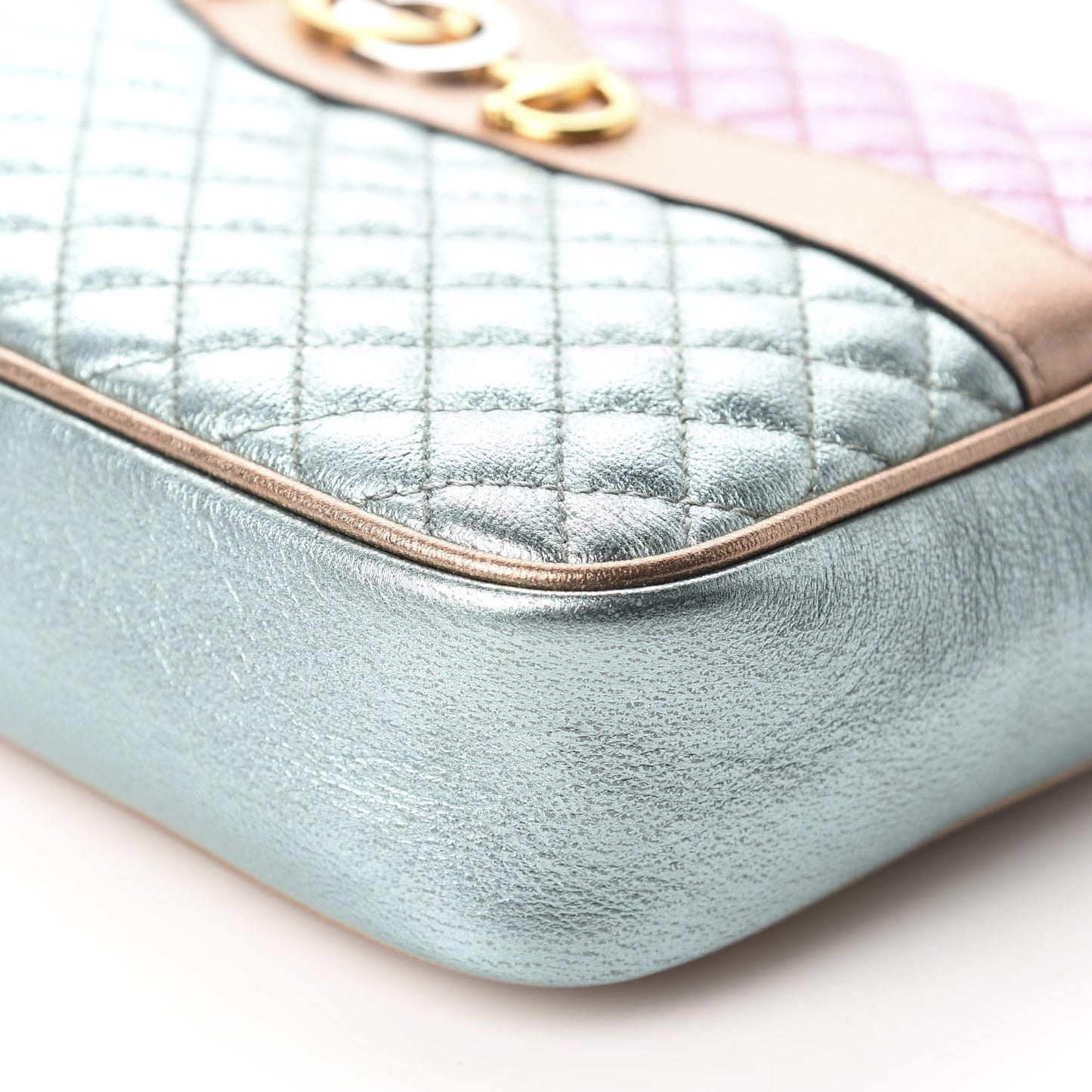 Laminated Nappa Trapuntata Small Zumi Shoulder Bag Rosa Lago Rame
