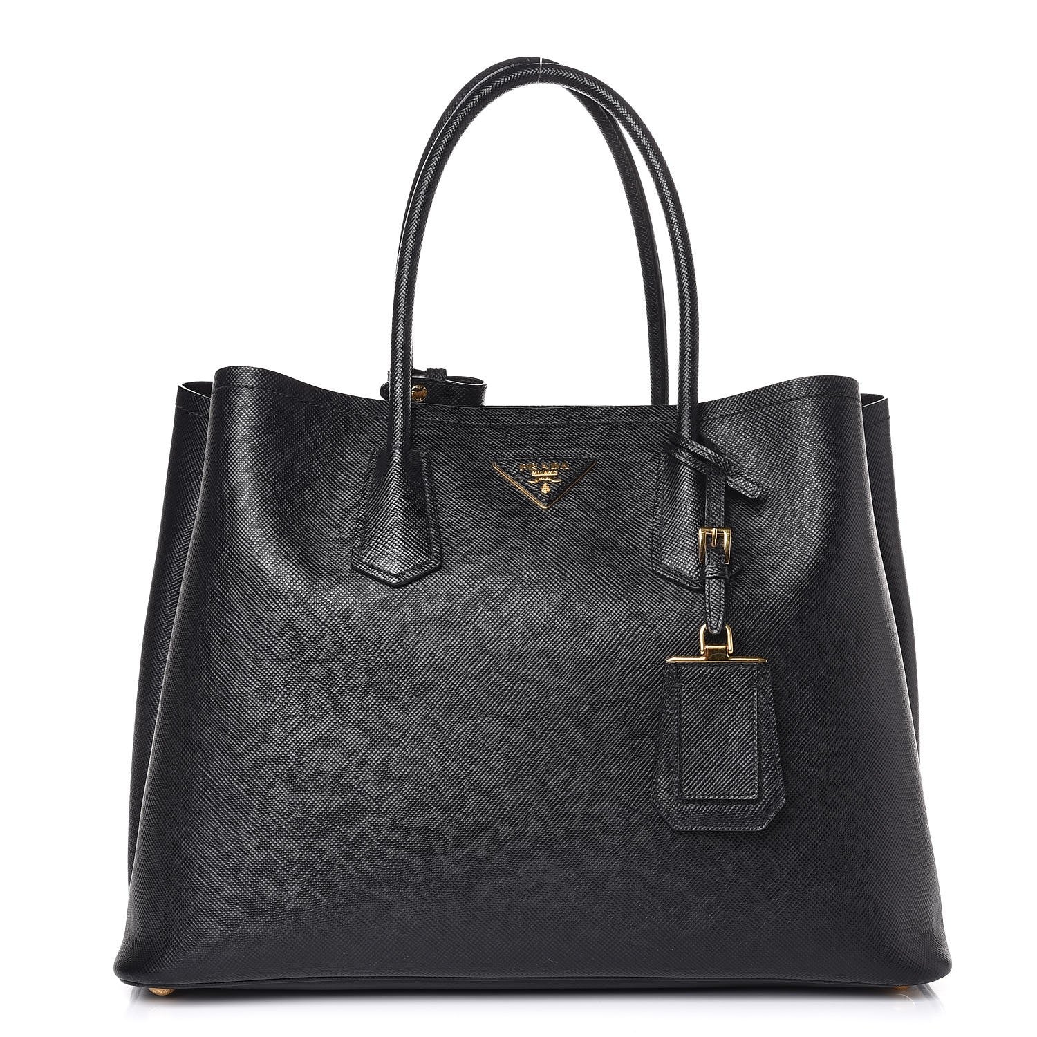 Prada Saffiano Cuir Large Double Bag Nero Black 1 of 10