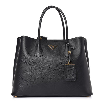 Prada Saffiano Cuir Large Double Bag Nero Black 1 of 10