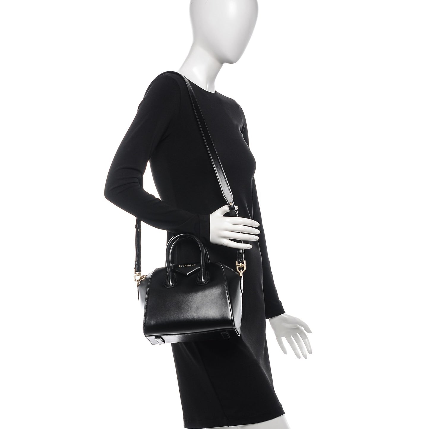 Shiny Lord Calfskin Mini Antigona Black