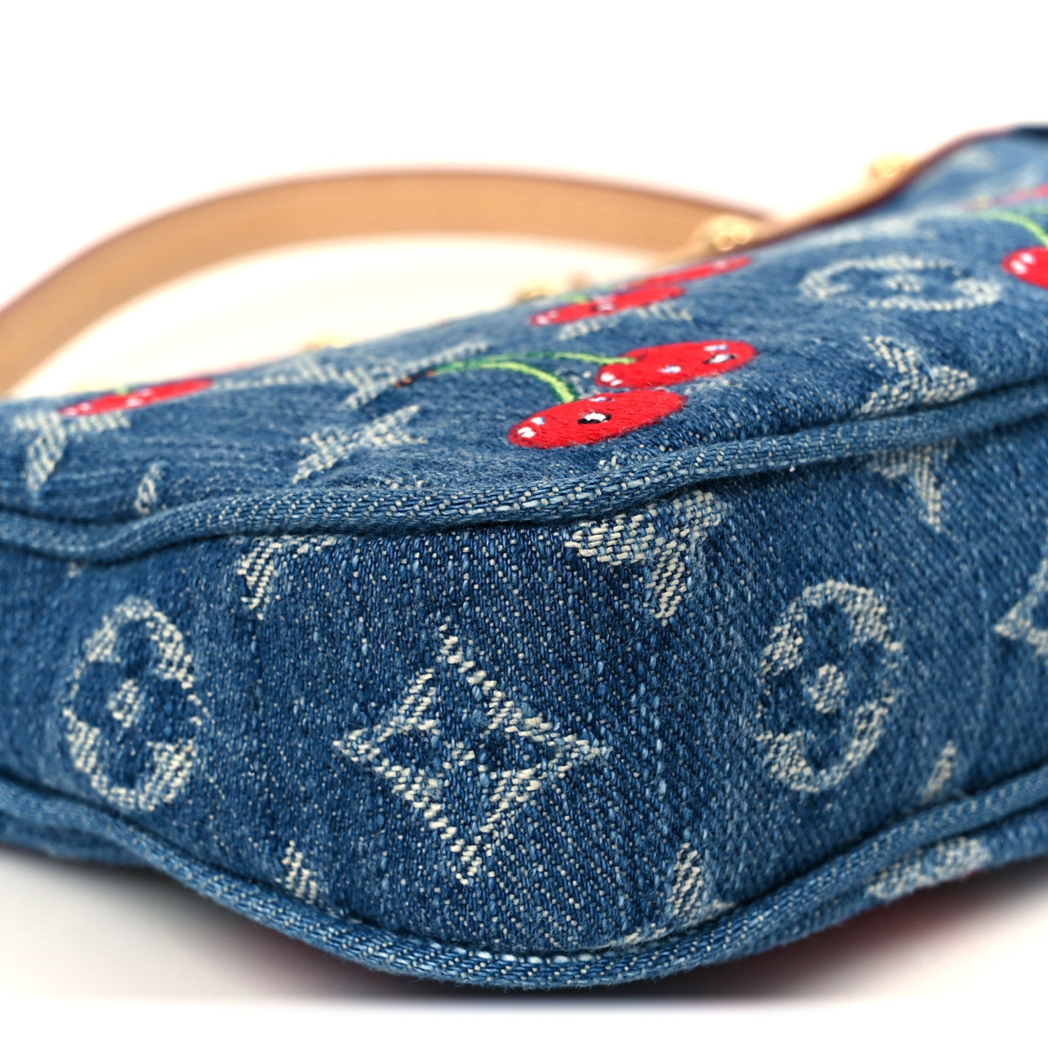 Louis Vuitton LV X TM Monogram Denim Cerises Pochette Accessories Blue 9 of 10