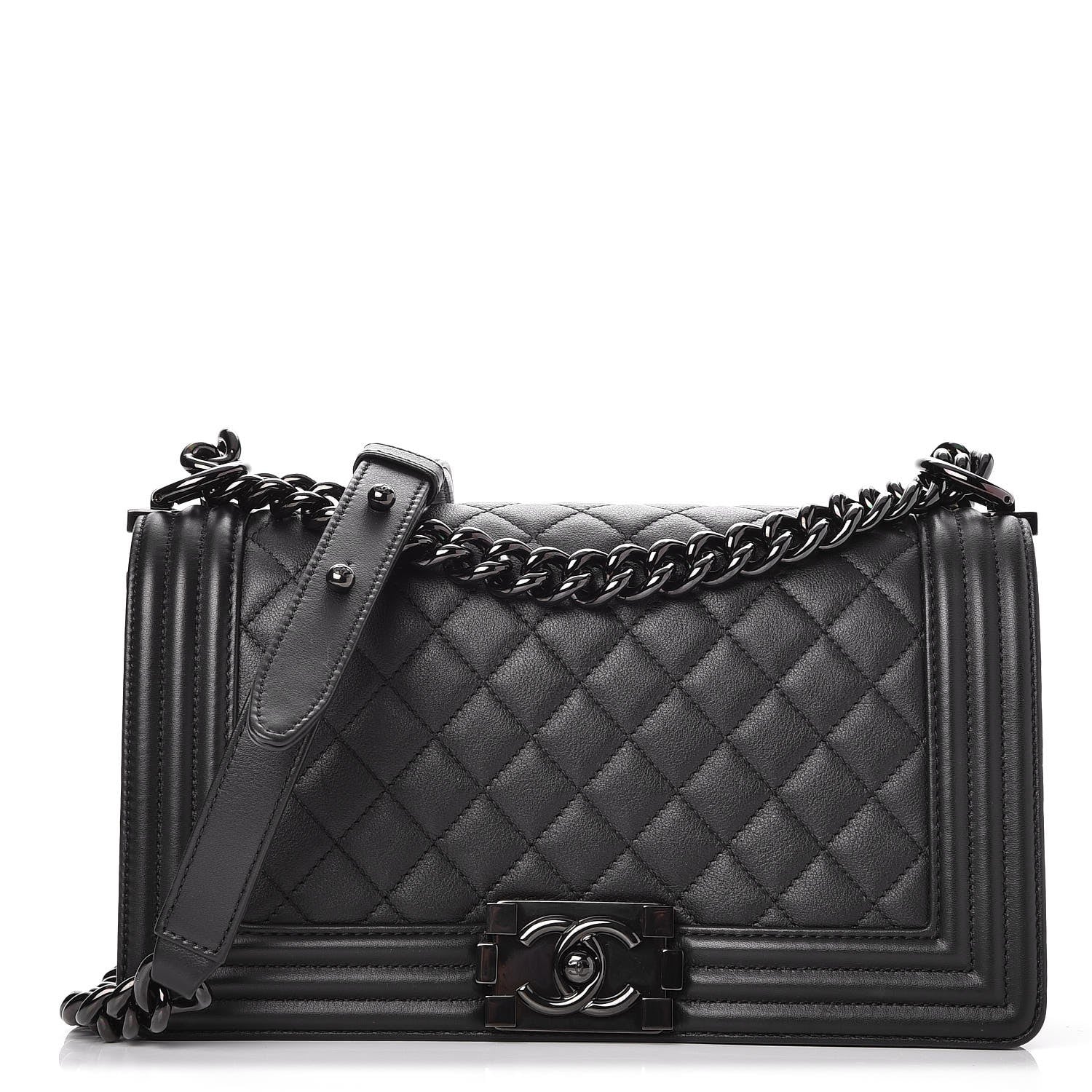Chanel Calfskin Quilted Medium Boy Flap So Black 1 of 9