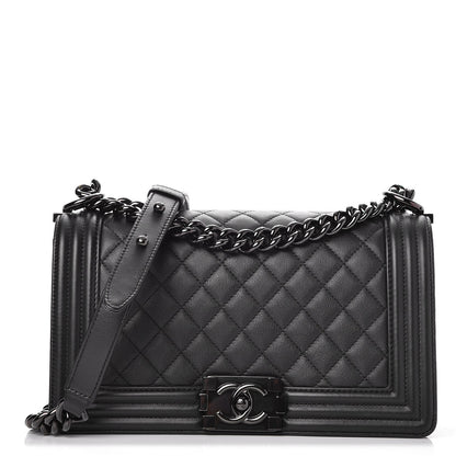 Chanel Calfskin Quilted Medium Boy Flap So Black 1 of 9