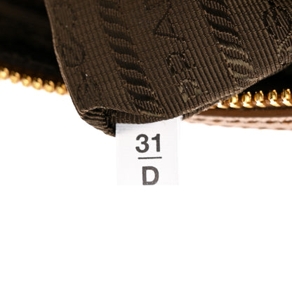 Prada Jacquard Saffiano Triangolo Symbole Embroidered Top Handle Crossbody Bag Tobacco Talco 7 of 10