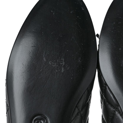 Chanel Aged Calfskin Quilted CC Cap Toe Ballerina Flats 37 Black 8 of 10
