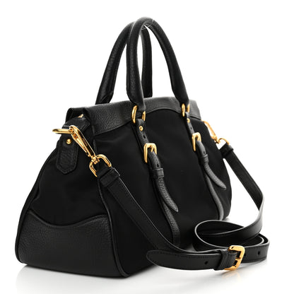Prada Tessuto Nylon Vitello Daino Shopping Satchel Black 3 of 10