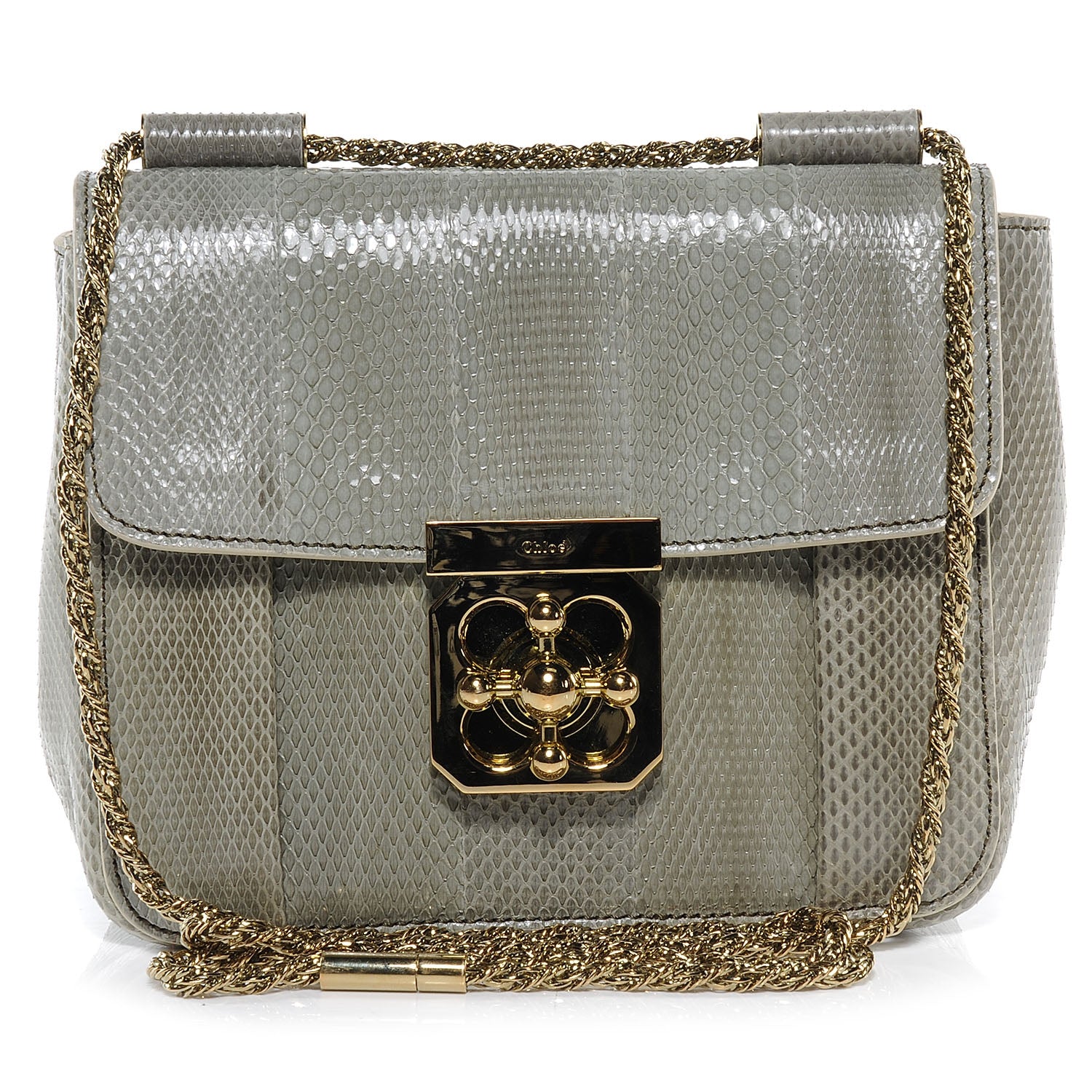Chloe Snakeskin Mini Elsie Shoulder Bag Grey 1 of 7