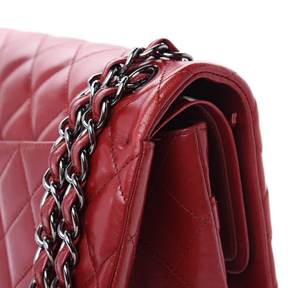 Chanel Lambskin Quilted Jumbo Double Flap Dark Red 14 of 19