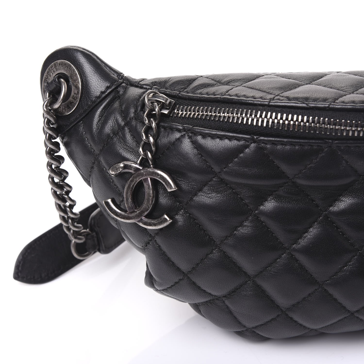 Chanel Lambskin Quilted Banane Waist Bag Fanny Pack Black 9 of 9