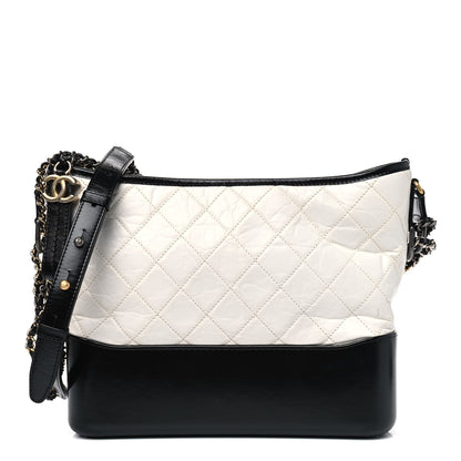 Chanel Aged Calfskin Quilted Medium Gabrielle Hobo Black White 1 of 9