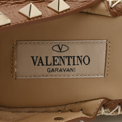 Valentino Garavani Grained Calfskin Rockstud Ankle Strap Espadrille 15/105mm Wedge Sandals 40 Cuoio Natural 9 of 10