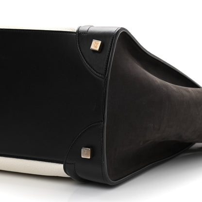 Celine Nubuck Drummed Calfskin Mini Bi-Color Luggage Black White 10 of 12