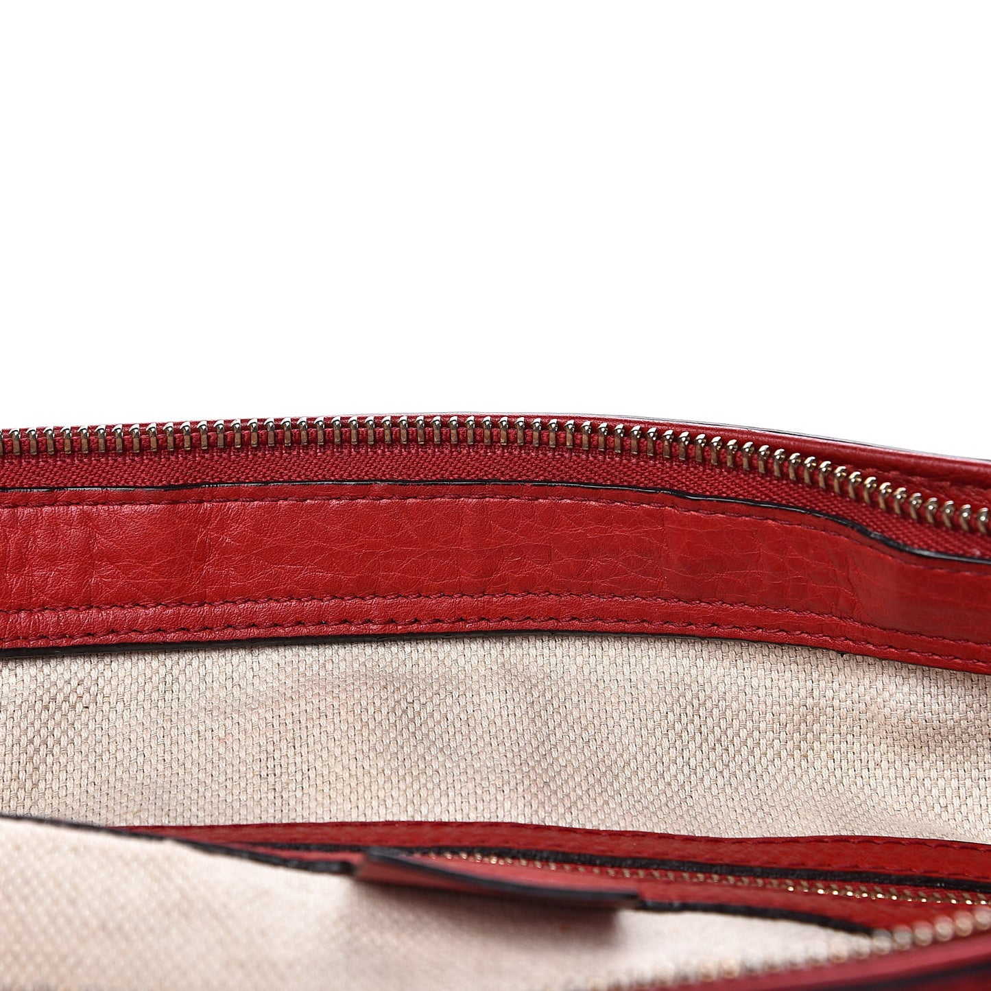 Pebbled Calfskin Small Soho Top Handle Bag Red