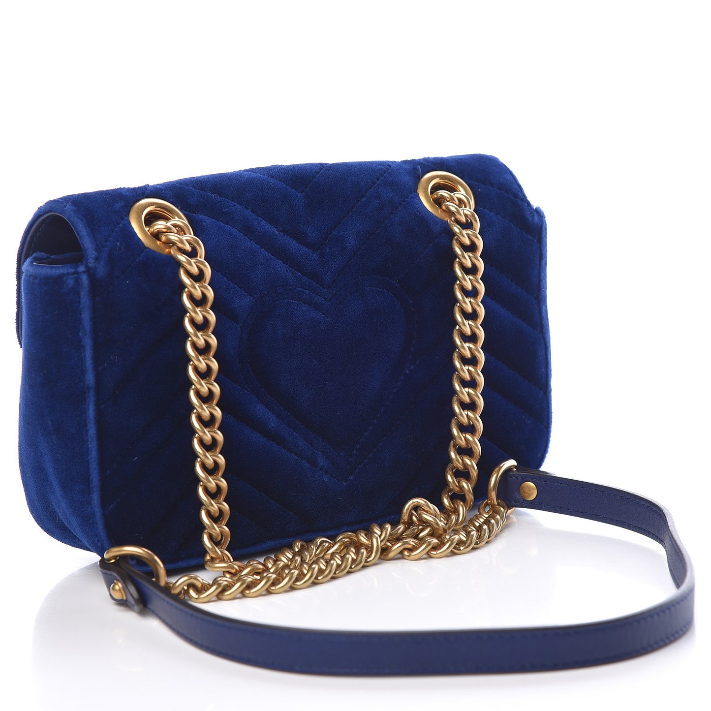Velvet Matelasse Mini GG Marmont Shoulder Bag Cobalt Blue