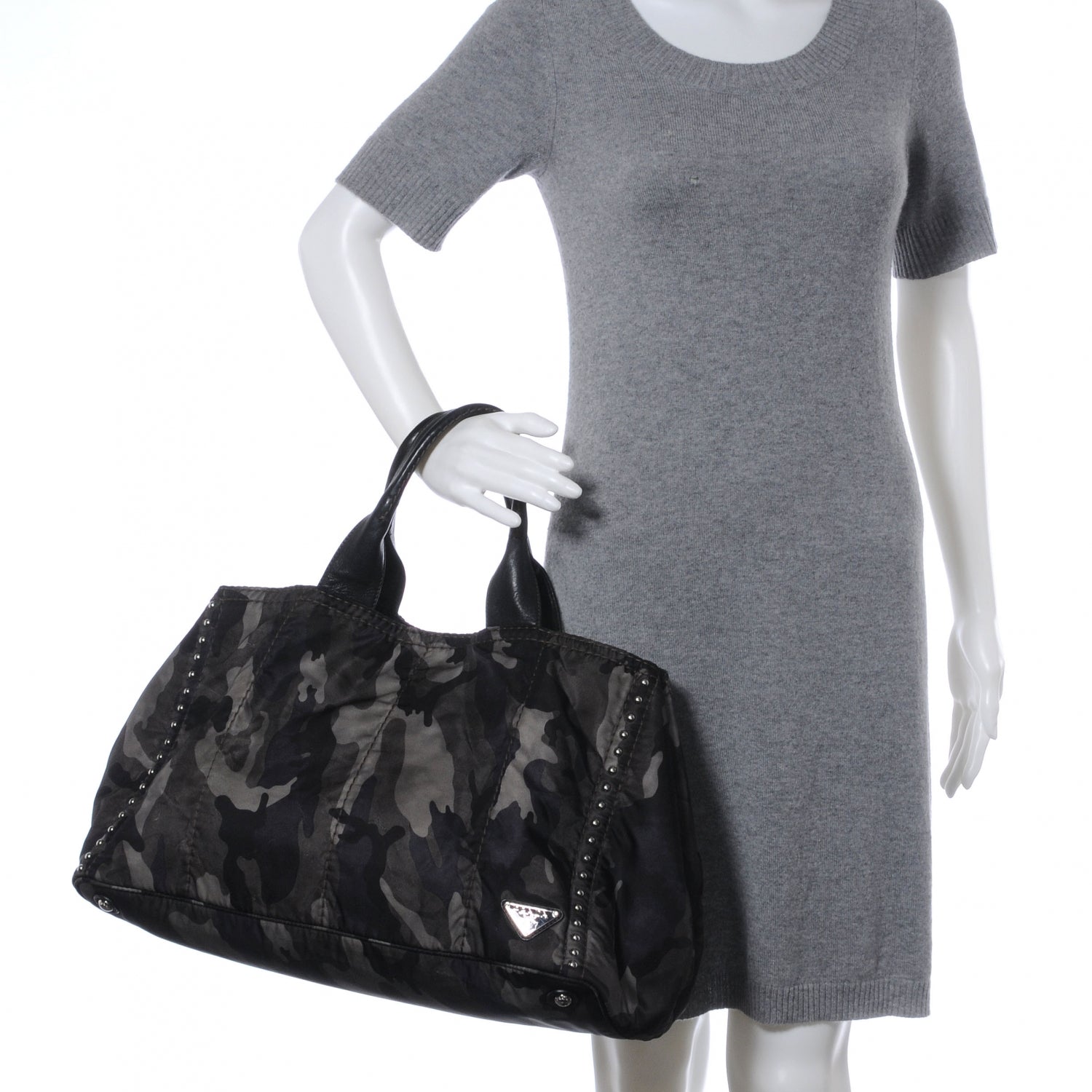 Prada Tessuto Nylon Camouflage Tote Fumo 2 of 9