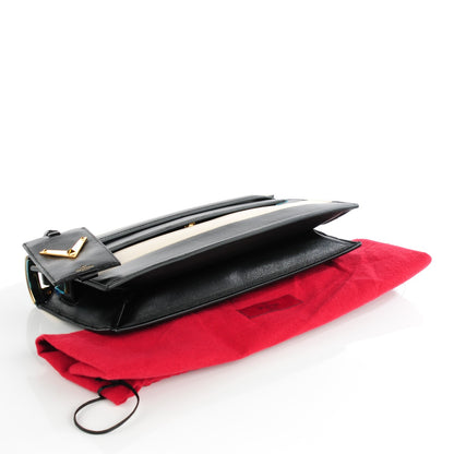 Valentino Garavani Nappa Striped My Rockstud Clutch Black Light Ivory 4 of 7