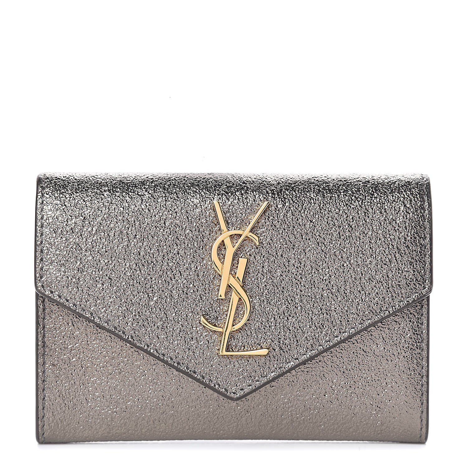 Saint Laurent Grained Metallic Calfskin Small Monogram Envelope Wallet Bronze 1 of 7