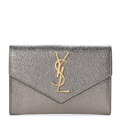 Saint Laurent Grained Metallic Calfskin Small Monogram Envelope Wallet Bronze 1 of 7