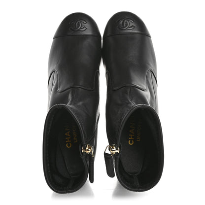 Chanel Stretch Lambskin Cap Toe CC Short Boots 39 Black 2 of 9